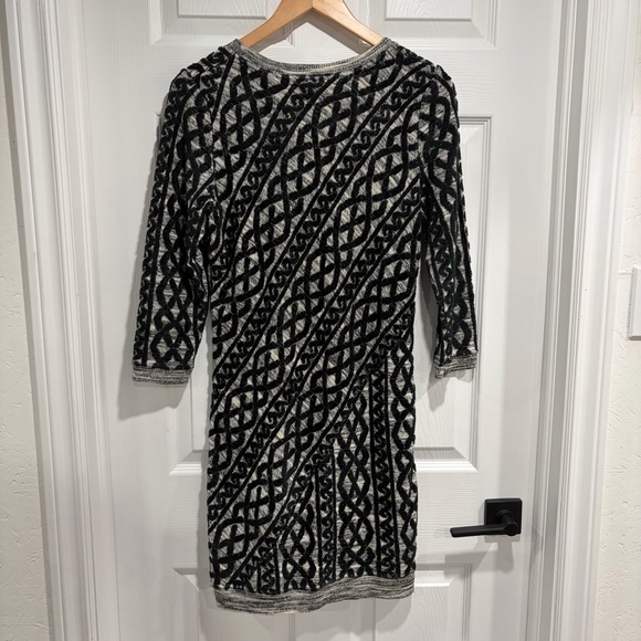 Moth Anthropologie Sweater Dress Flocked Pattern Long Sleeve Scoop Neck Small - Picture 5 of 9